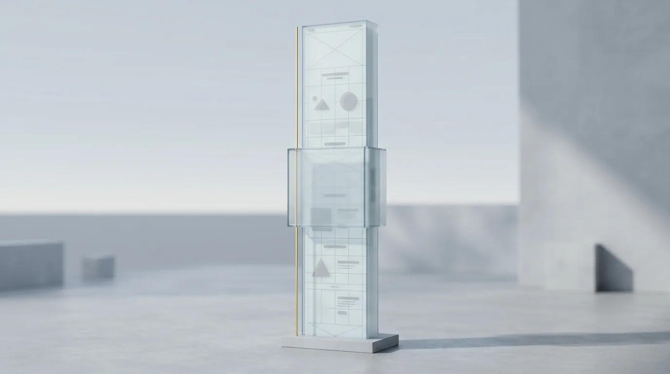 Architectural model of a tall page with a viewport-sized stage locked at eye level